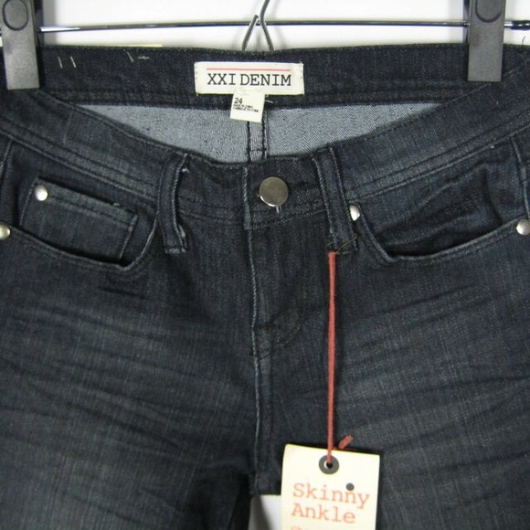 Forever 21 NEW Women's Black Ombre Skinny Side Ankle Zip Jeans Size 24 or 0 2 - Picture 9 of 11